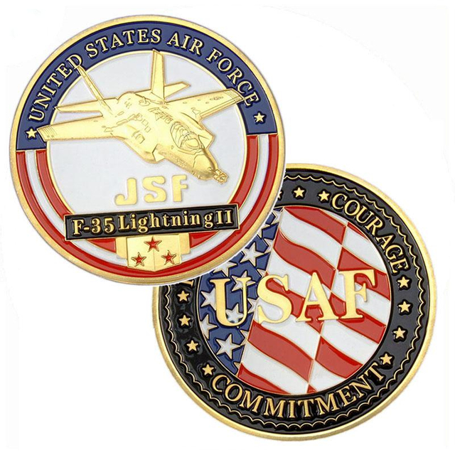 3D ゴールド USAF ミリタリー ソフト エナメル チャレンジ コイン