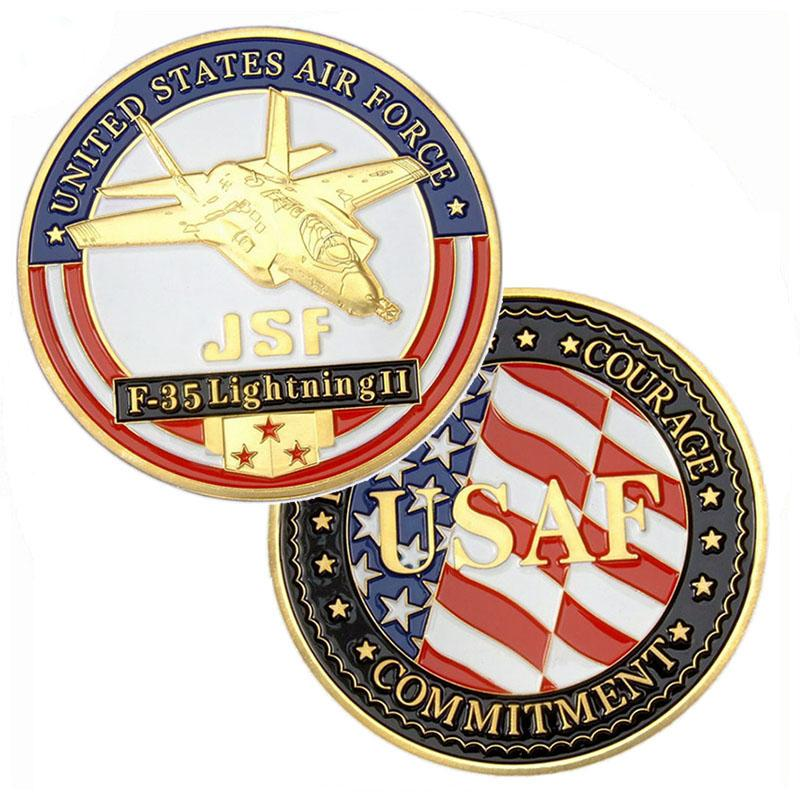 3D ゴールド USAF ミリタリー ソフト エナメル チャレンジ コイン
