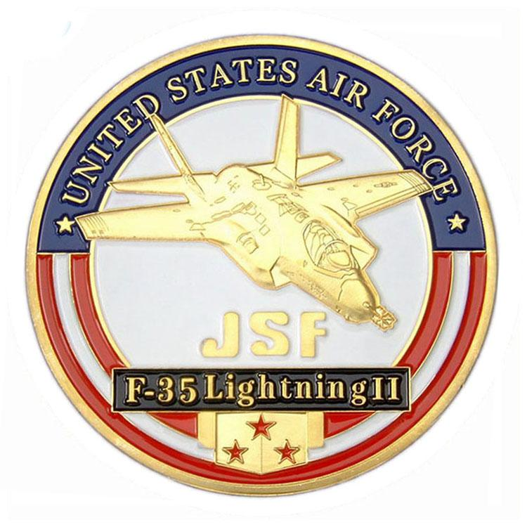 3D ゴールド USAF ミリタリー ソフト エナメル チャレンジ コイン